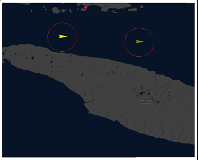 AIS map showing only transponder-reporting vessels