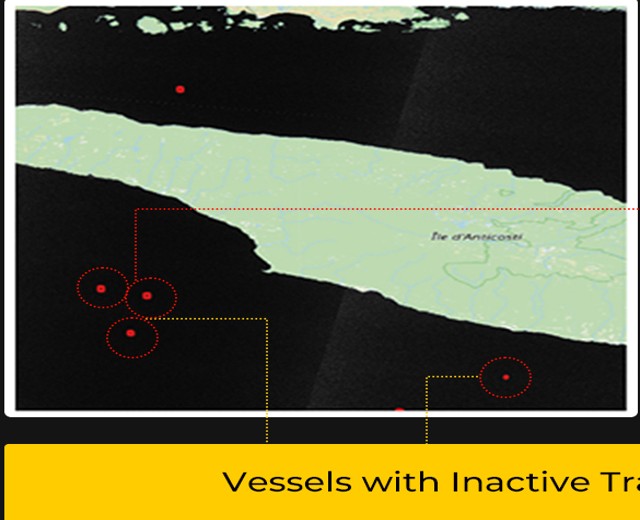 Radar SAR imagery showing all vessels